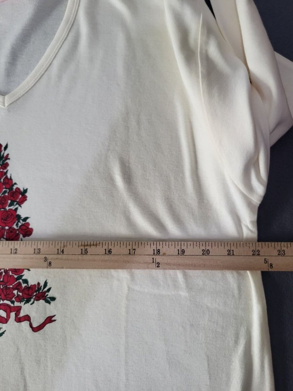 Victoria's Secret SZ M y2k vintage cream Long Sleeve V-Neck Nightshirt Rose Tree - Picture 6 of 9